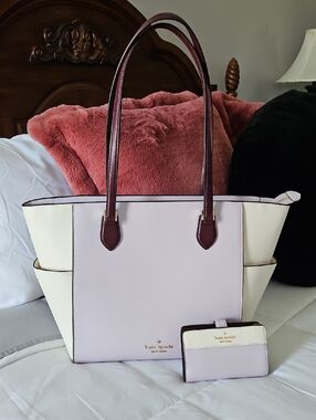 Kate Spade Two-Tone Leather Tote with Matching Wallet